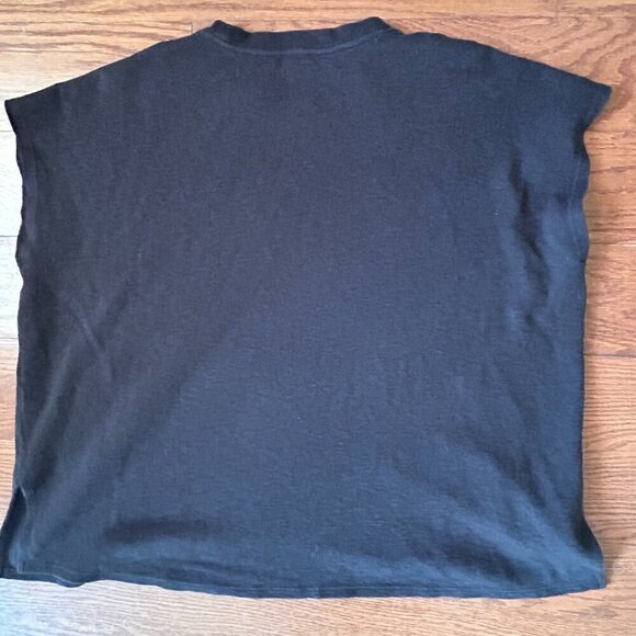 EILEEN FISHER Organic Cotton Crewneck Box Top Black Tee Size XL Cap Sleeve - Picture 13 of 14